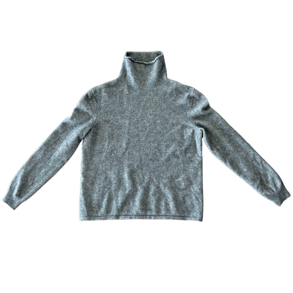 Ports 1961 Grey Wool Silk Turtleneck Sweater Tagged L Fits Small Cropped Heather